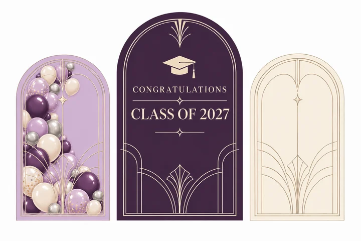Artwork with printed balloon graphics — Lilac Graduation