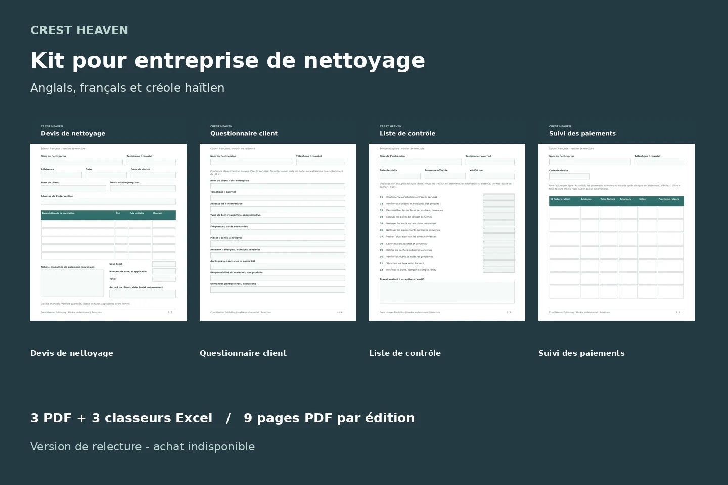 Kit pour entreprise de nettoyage