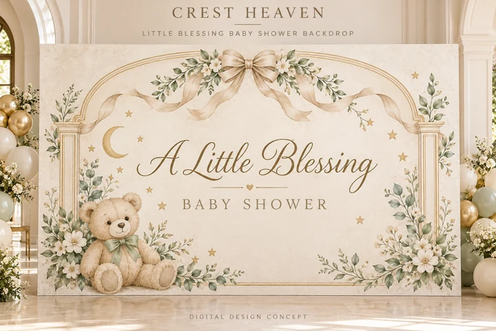 Little Blessing Baby Shower Backdrop — Design concept