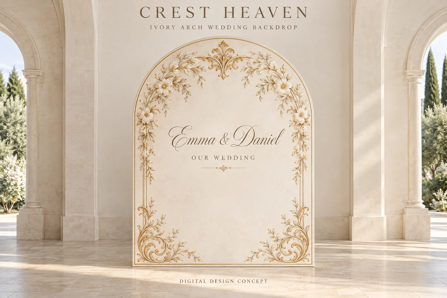 Ivory Arch Wedding Backdrop — Design concept
