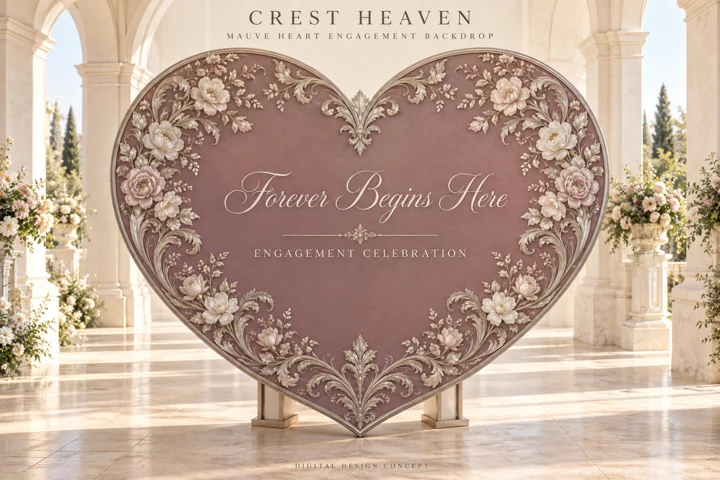 Mauve Heart Engagement Backdrop — Design concept
