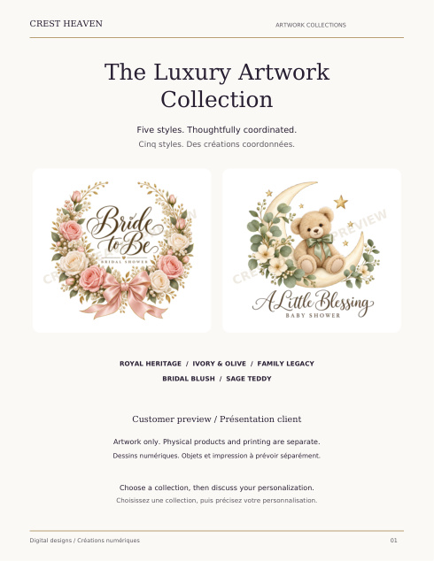 Crest Heaven luxury artwork lookbook cover