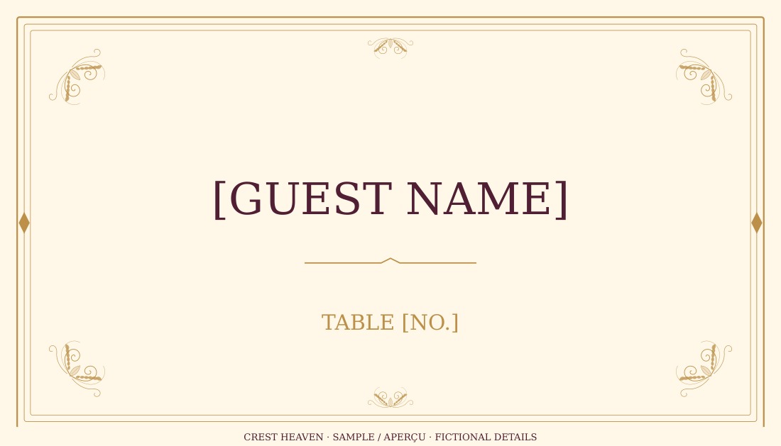 Flat place card (English)