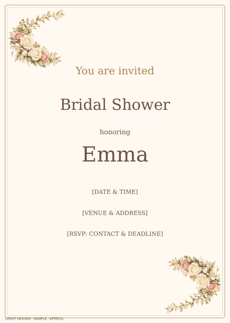 Blush floral bridal shower invitation sample